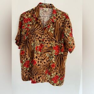 Leopard and Floral Print Shirt